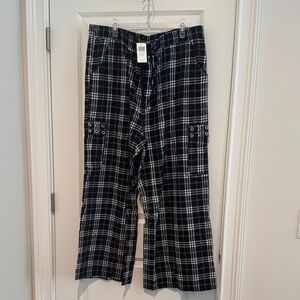 NWT Black and White Plaid Cargo Pants